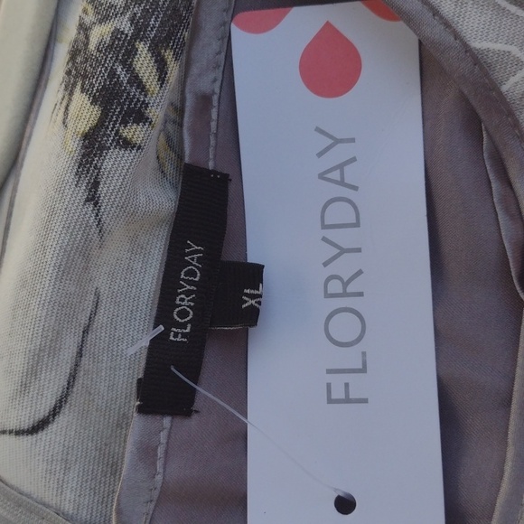 Flawed Floryday Gray Floral Sheer Overlay Maxi Dress XL NWT - Picture 9 of 9